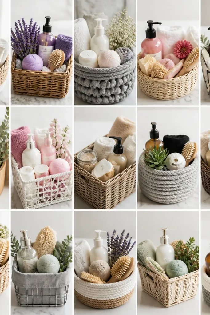 15 Bath Set Gift Basket DIY Ideas For A Cozy Spa Night