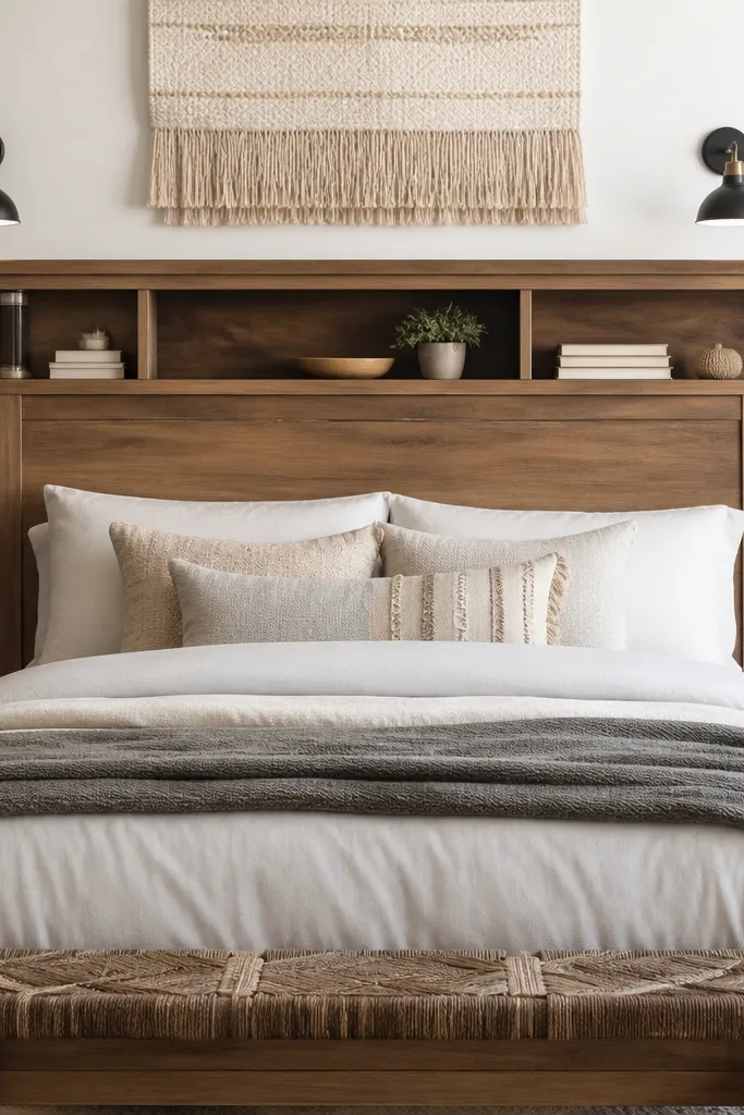 DIY Headboard With Shelves Ideas for Smart Storage